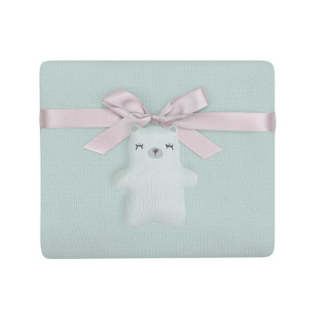 Плетено памучно одеяло Bear with me Mint