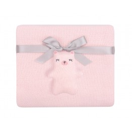Плетено памучно одеяло Bear with me Pink
