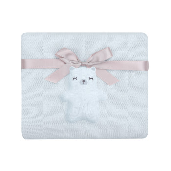Плетено памучно одеяло Bear with me Blue