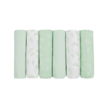 Комплект 6бр муселинови кърпички 30х30 см Leaves Mint