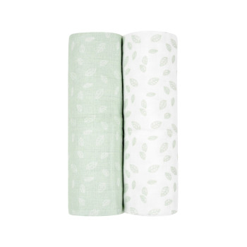 Комплект 2бр муселинови пелени 80х80 см Leaves Mint