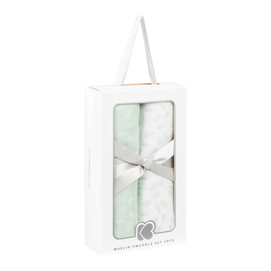 Комплект 2бр муселинови пелени 80х80 см Leaves Mint