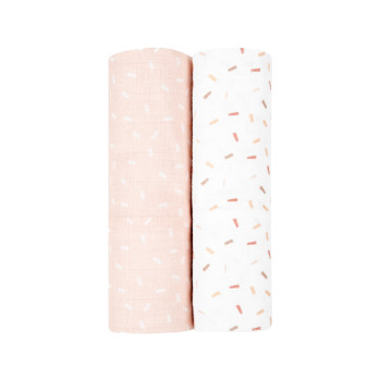 Комплект 2бр муселинови пелени 80х80 см Confetti Pink