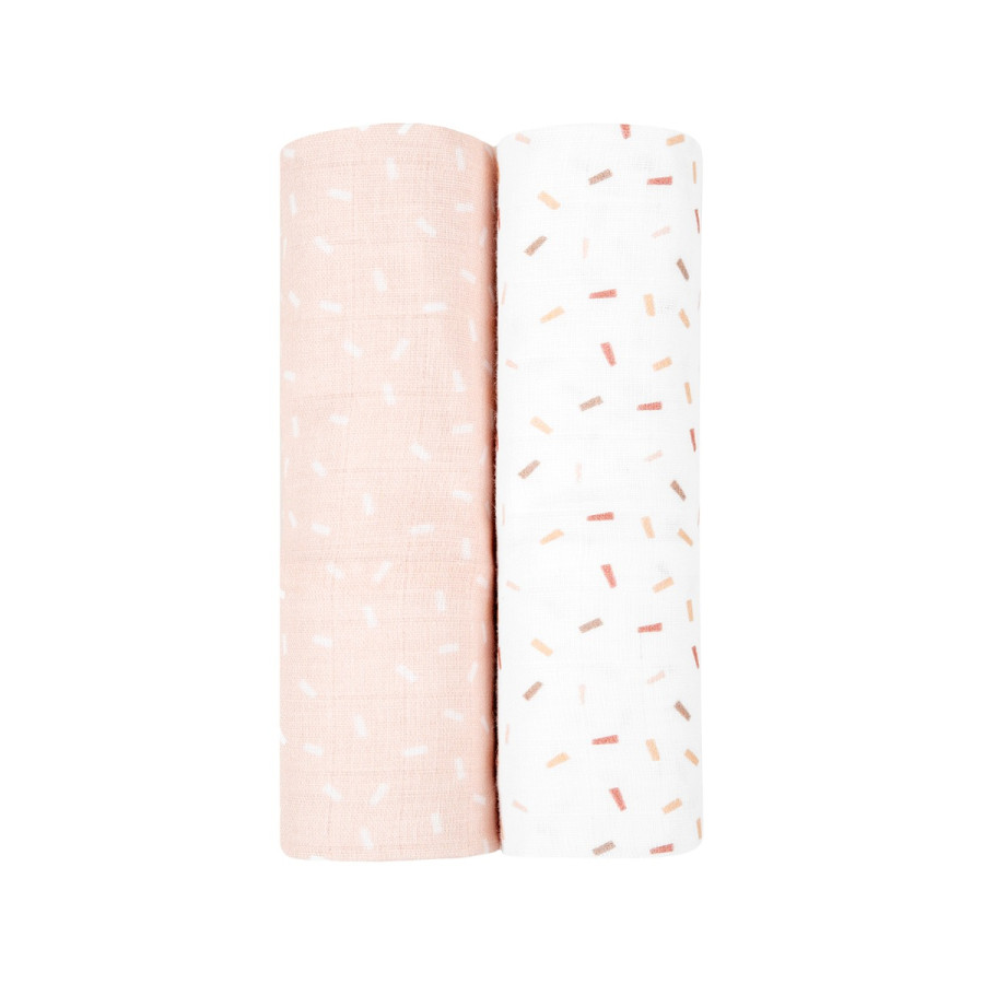 Комплект 2бр муселинови пелени 80х80 см Confetti Pink