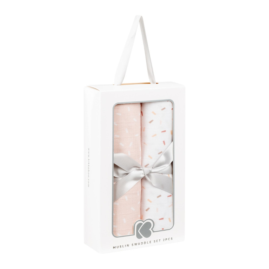 Комплект 2бр муселинови пелени 80х80 см Confetti Pink