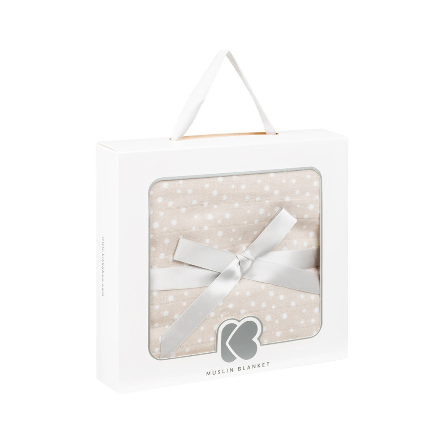 Лятно одеяло от муселин двупластово 100х100 см Dots Beige