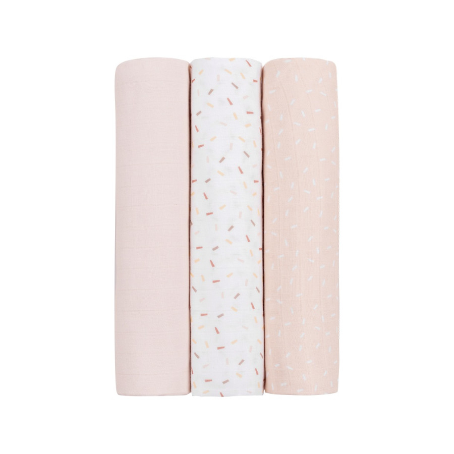 Комплект 3бр муселинови пелени 100х100 см Confetti Pink