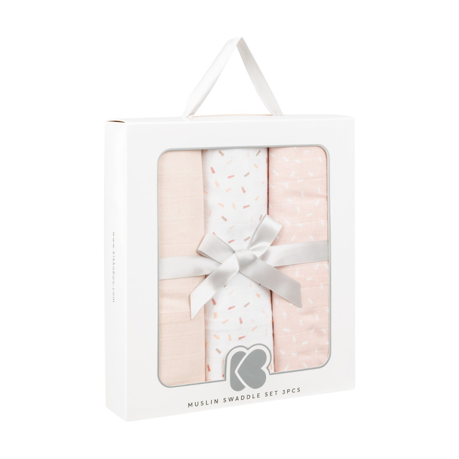 Комплект 3бр муселинови пелени 80х80 см Confetti Pink