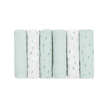 Комплект 6бр муселинови кърпички 30х30 см Dots Blue