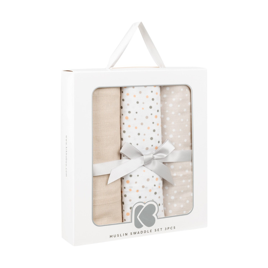 Комплект 3бр муселинови пелени 100х100 см Dots Beige