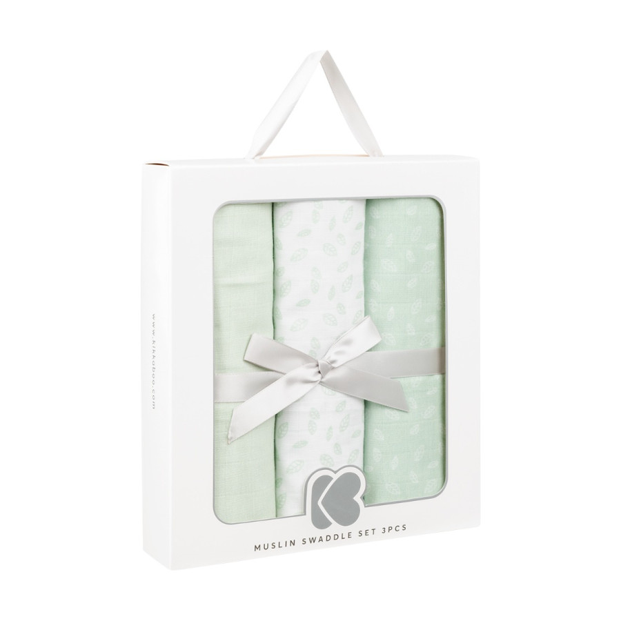 Комплект 3бр муселинови пелени 100х100 см Leaves Mint