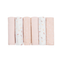 Комплект 6бр муселинови кърпички 30х30 см Confetti Pink