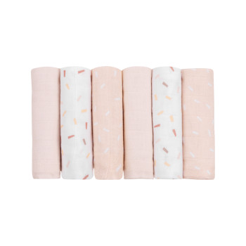 Комплект 6бр муселинови кърпички 30х30 см Confetti Pink