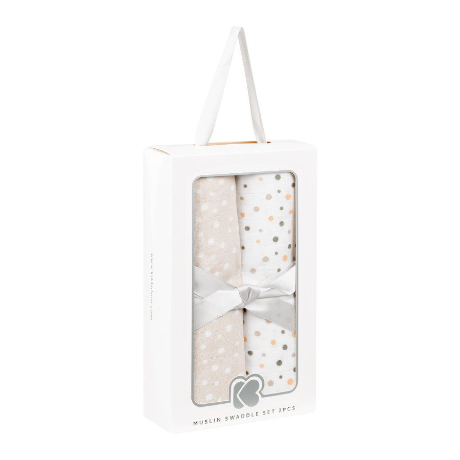 Комплект 2бр муселинови пелени 80х80 см Dots Beige