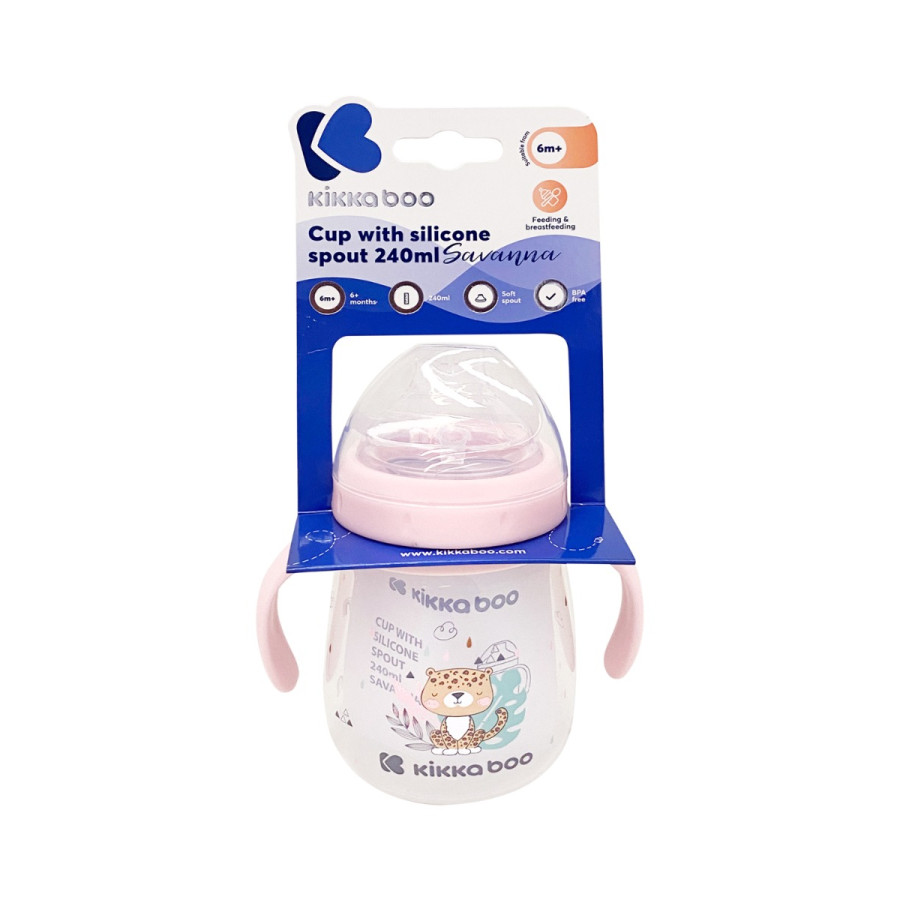 Чаша със силиконов накрайник 240мл Savanna Pink
