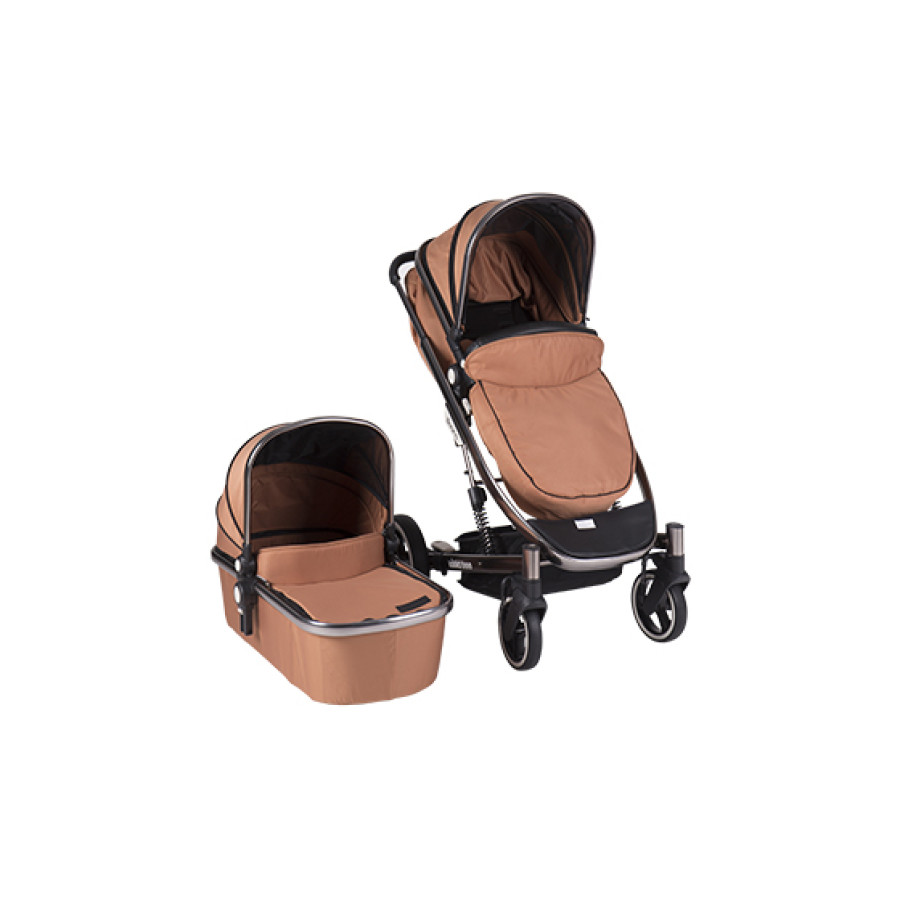 Комбинирана бебешка количка 2в1 Divaina Brown с кош за новородено
