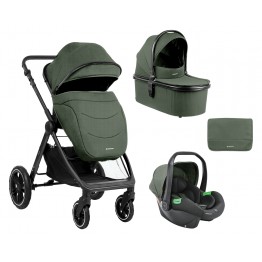 Комбинирана количка 3в1 с кош за новородено Ava Army Green