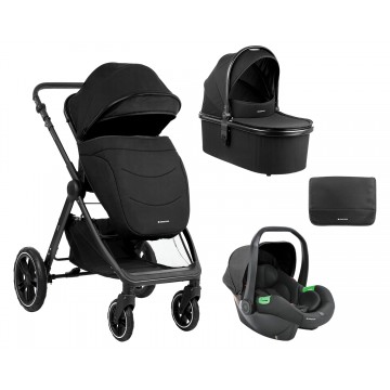 Комбинирана количка 3в1 с кош за новородено Ava Black