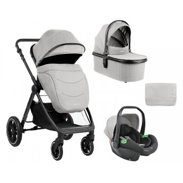 Комбинирана количка 3в1 с кош за новородено Ava Grey