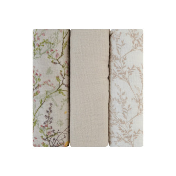 Комплект 3 бр муселинови пелени 75х75 см Secret Garden Beige