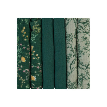 Комплект 6 бр муселинови кърпички 30х30 см Secret Garden Green