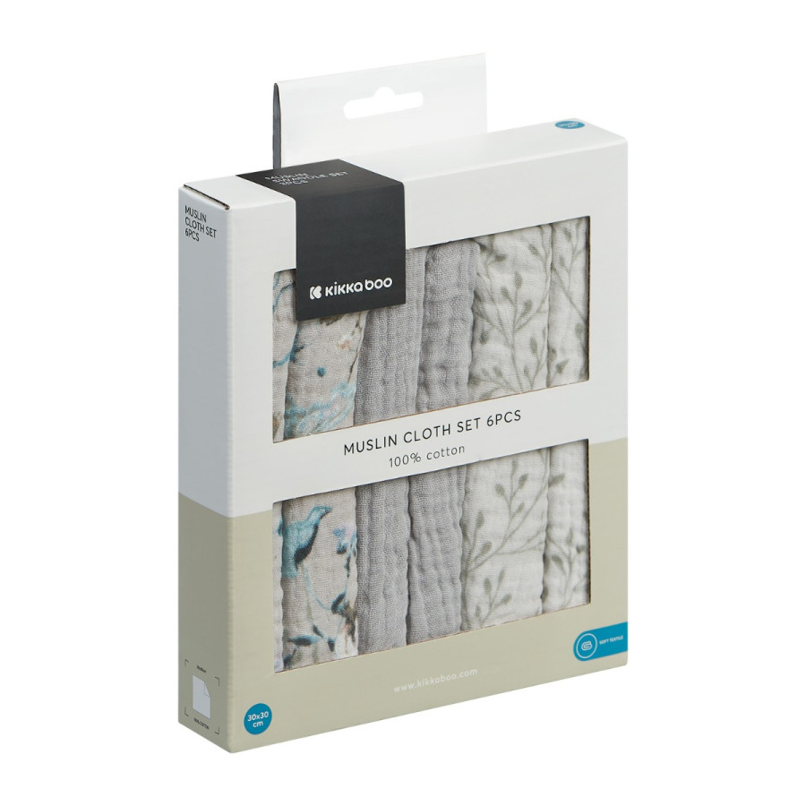 Комплект 6 бр муселинови кърпички 30х30 см Dreamy Fields Grey