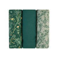 Комплект 3 бр муселинови пелени 75х75 см Secret Garden Green