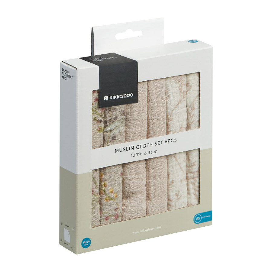 Комплект 6 бр муселинови кърпички 30х30 см Secret Garden Beige