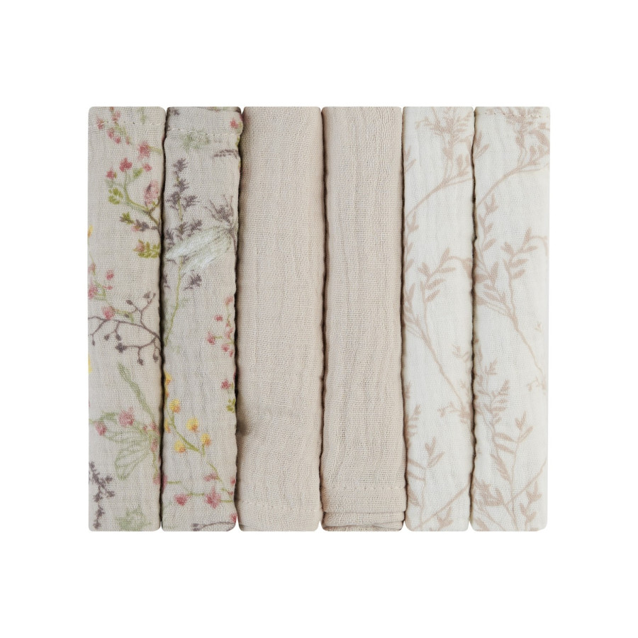 Комплект 6 бр муселинови кърпички 30х30 см Secret Garden Beige