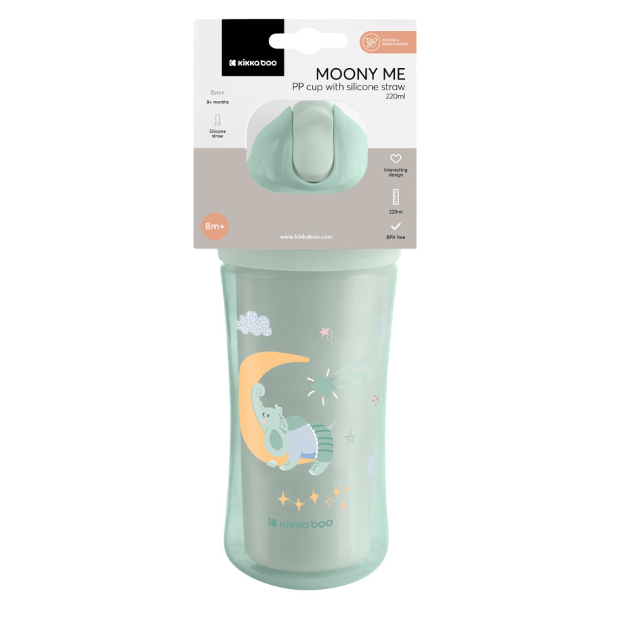 Чаша със силиконовa сламка 220мл Moony me Mint