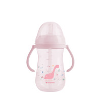 Чаша със силиконовa сламка 300мл Dino World Pink