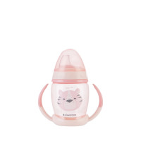 Чаша със силиконов накрайник 200мл Happy face Pink