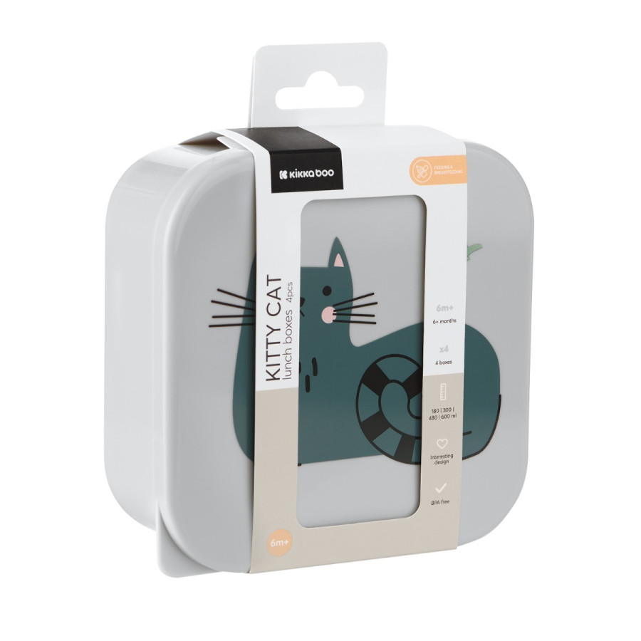 Кутии за храна 4 бр Kitty Cat Grey