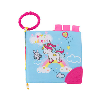 Образователна текстилна книжка с чесалка Happy Unicorn