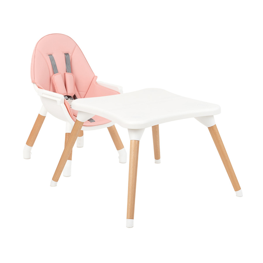 Дървен стол за хранене Multi 3 в 1 Pink