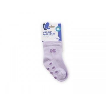 Бебешки памучни чорапи с релефно стъпало PURPLE 0-6 месеца