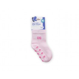 Бебешки памучни чорапи с релефно стъпало LIGHT PINK 0-6 месеца