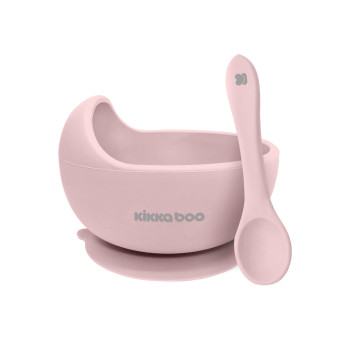 Купа силиконова с лъжица Yummy Pink