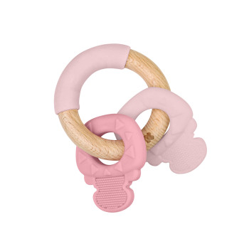 Чесалка дърво-силикон Keys Pink