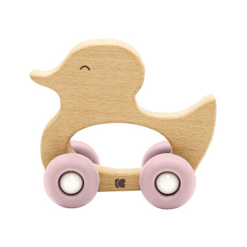 Играчка дървена с чесалка Duck Pink
