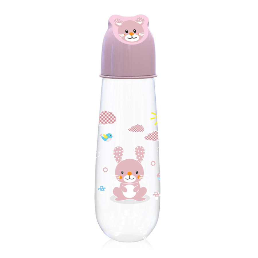 Бебешко шише 250 мл Animals с релефна капачка Blush Pink