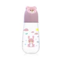 Бебешко шише 125 мл Animals с релефна капачка Blush Pink