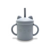 Силиконова чаша с дръжки и сламка Natural Grey