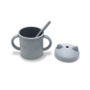 Силиконова чаша с дръжки и сламка Natural Grey