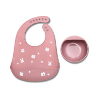 Силиконов сет за хранене 2 части Deep Pink