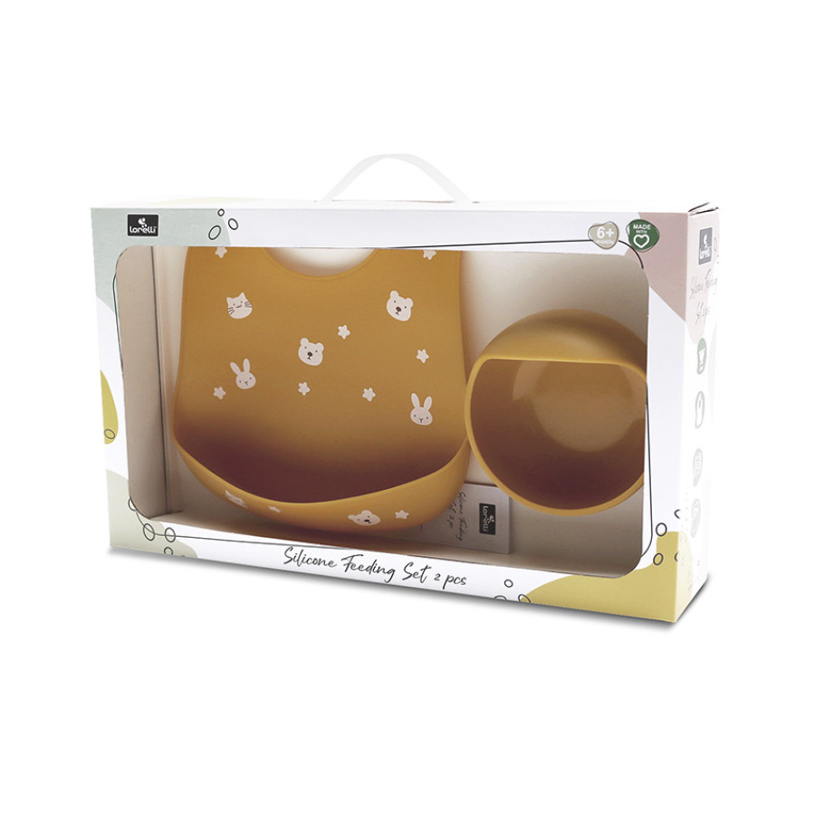Силиконов сет за хранене 2 части Yellow