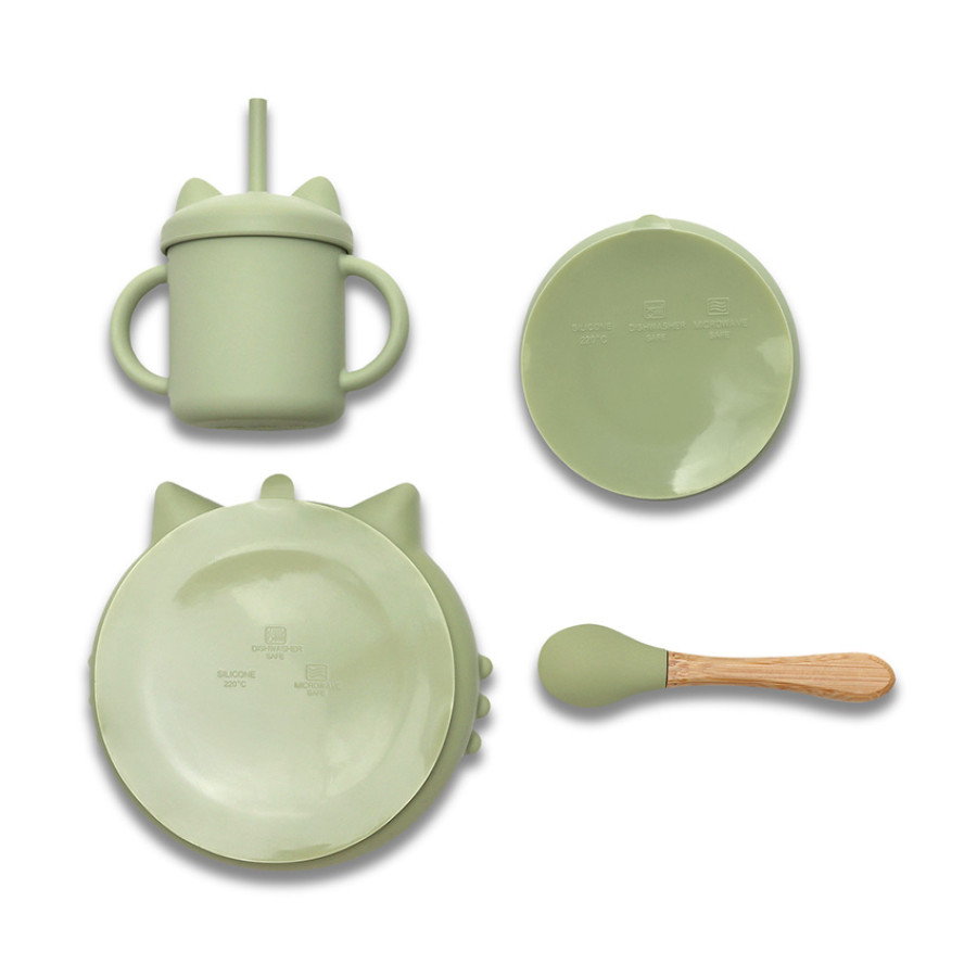 Силиконов сет за хранене 4 части Fresh Green