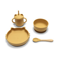 Силиконов сет за хранене 4 части Yellow