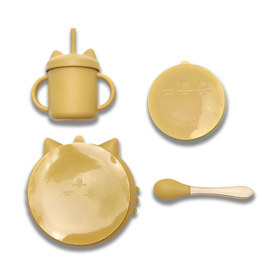 Силиконов сет за хранене 4 части Yellow