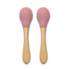 Силиконови лъжички с бамбук 2бр Deep Pink